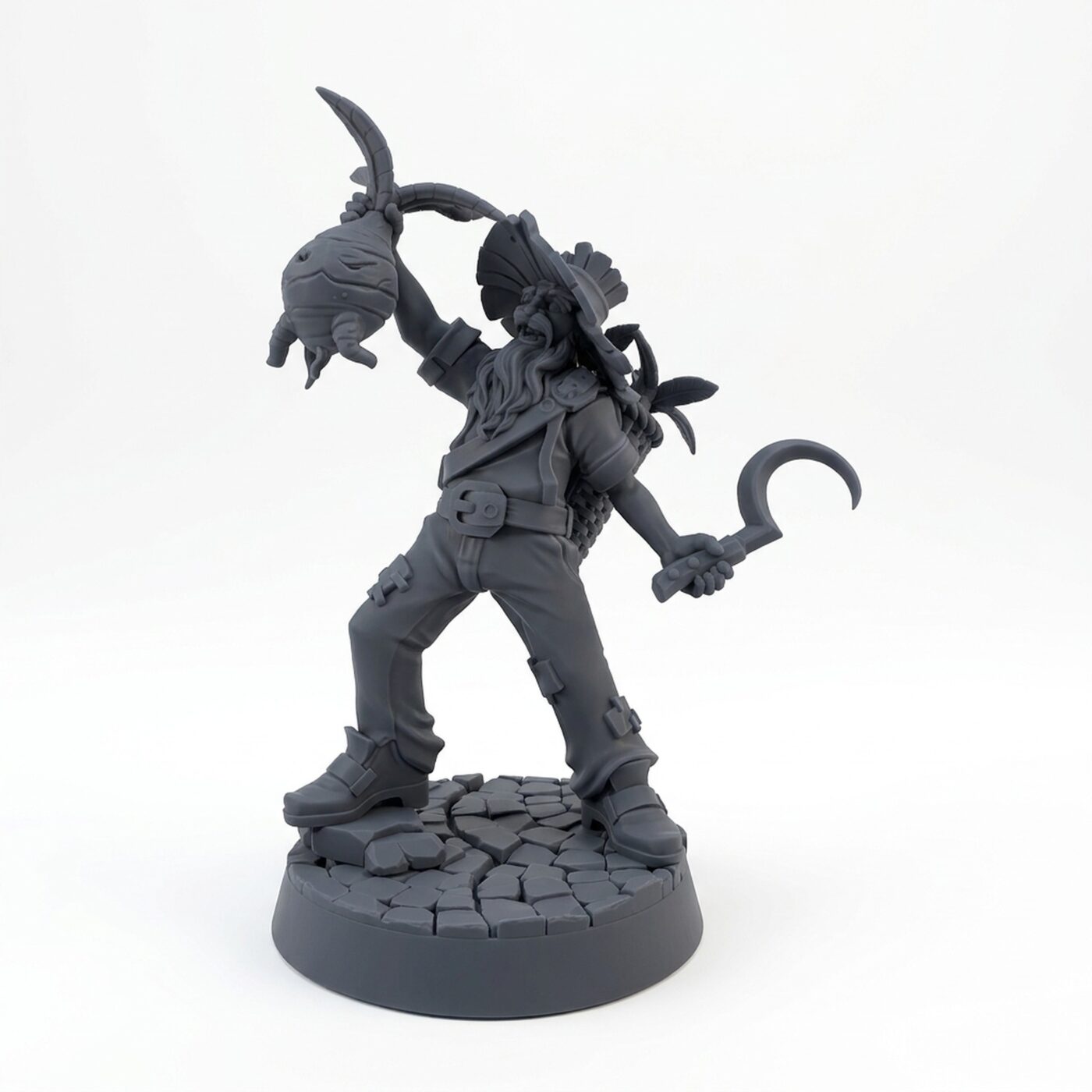 Paulus Uprooting Mandrakes - Gray Resin 3D Printed Miniature