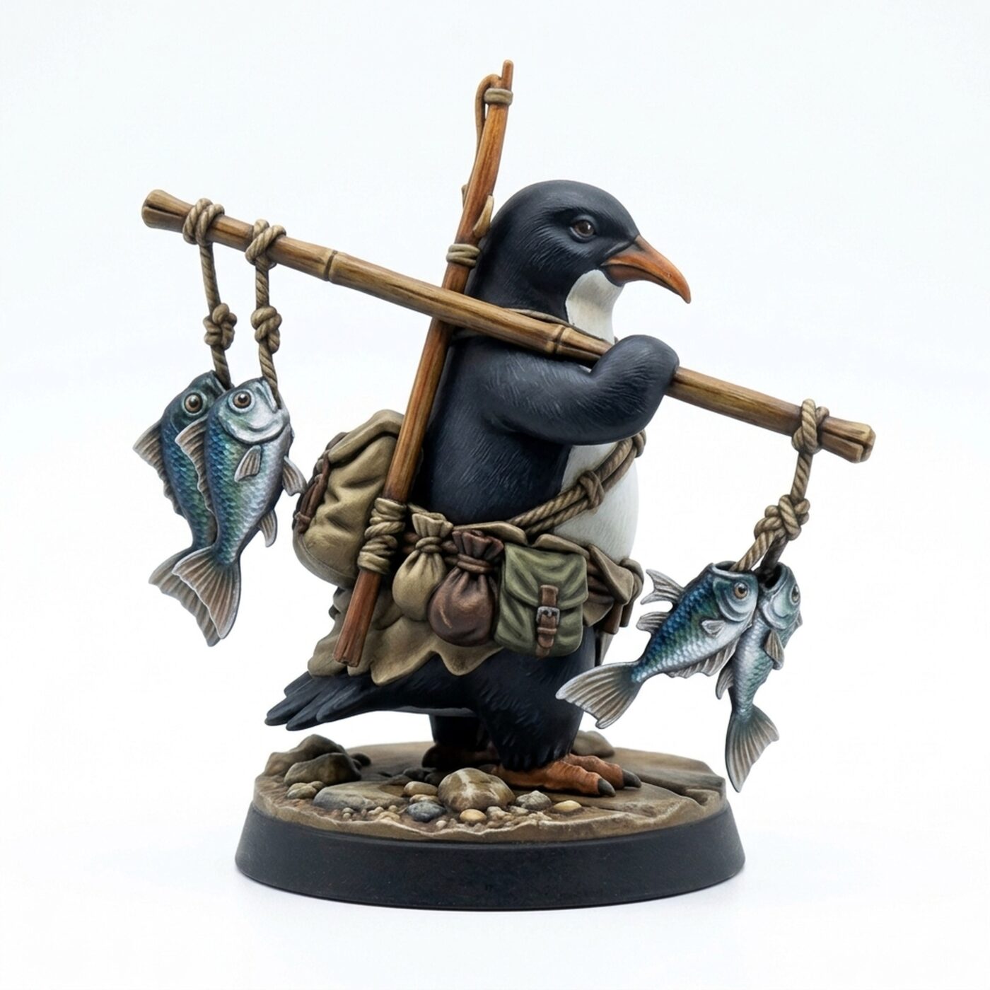 Penguin Fisher - Painted 3D Printed Miniature