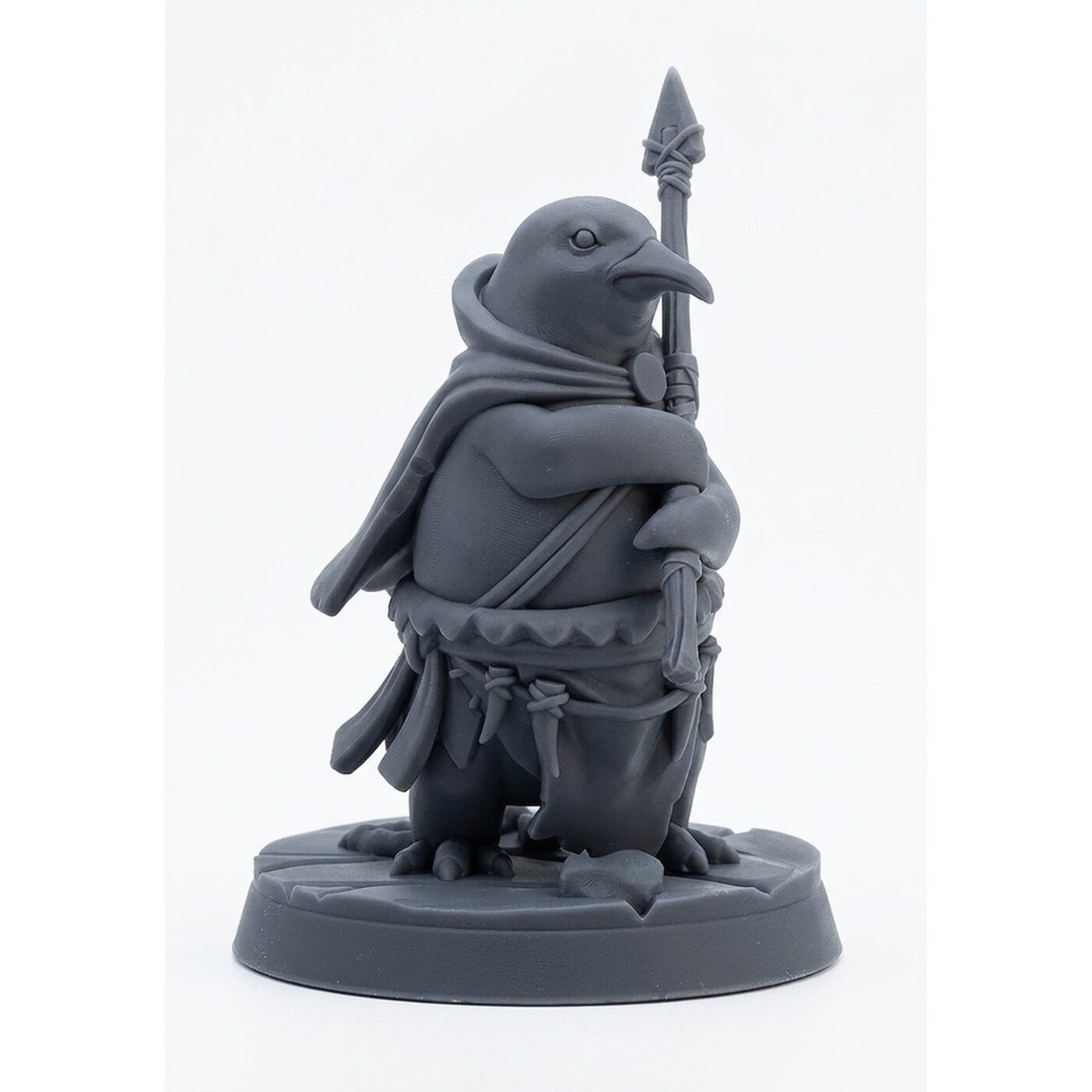 Penguin Lancer - Gray Resin 3D Printed Miniature