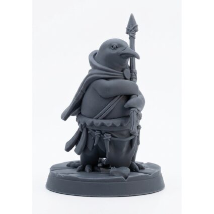 Penguin Lancer - Gray Resin 3D Printed Miniature