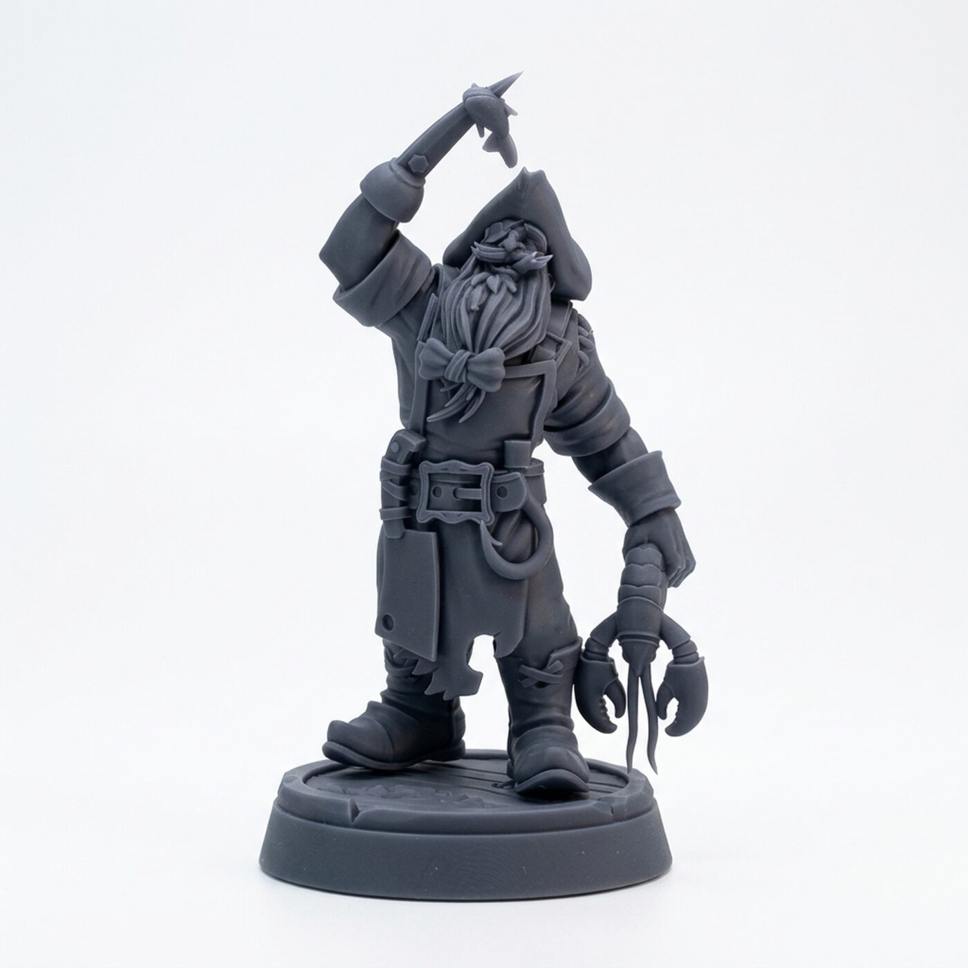Pirate Cooker - Gray Resin 3D Printed Miniature