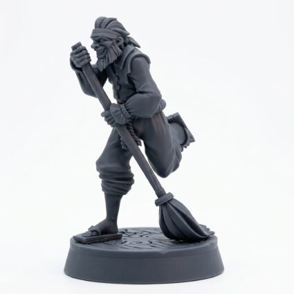 Pirate Scrubbing Floors - Gray Resin 3D Printed Miniature