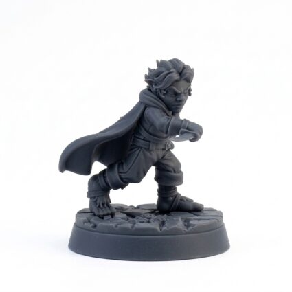 Poised With Dagger - Gray Resin 3D Printed Miniature