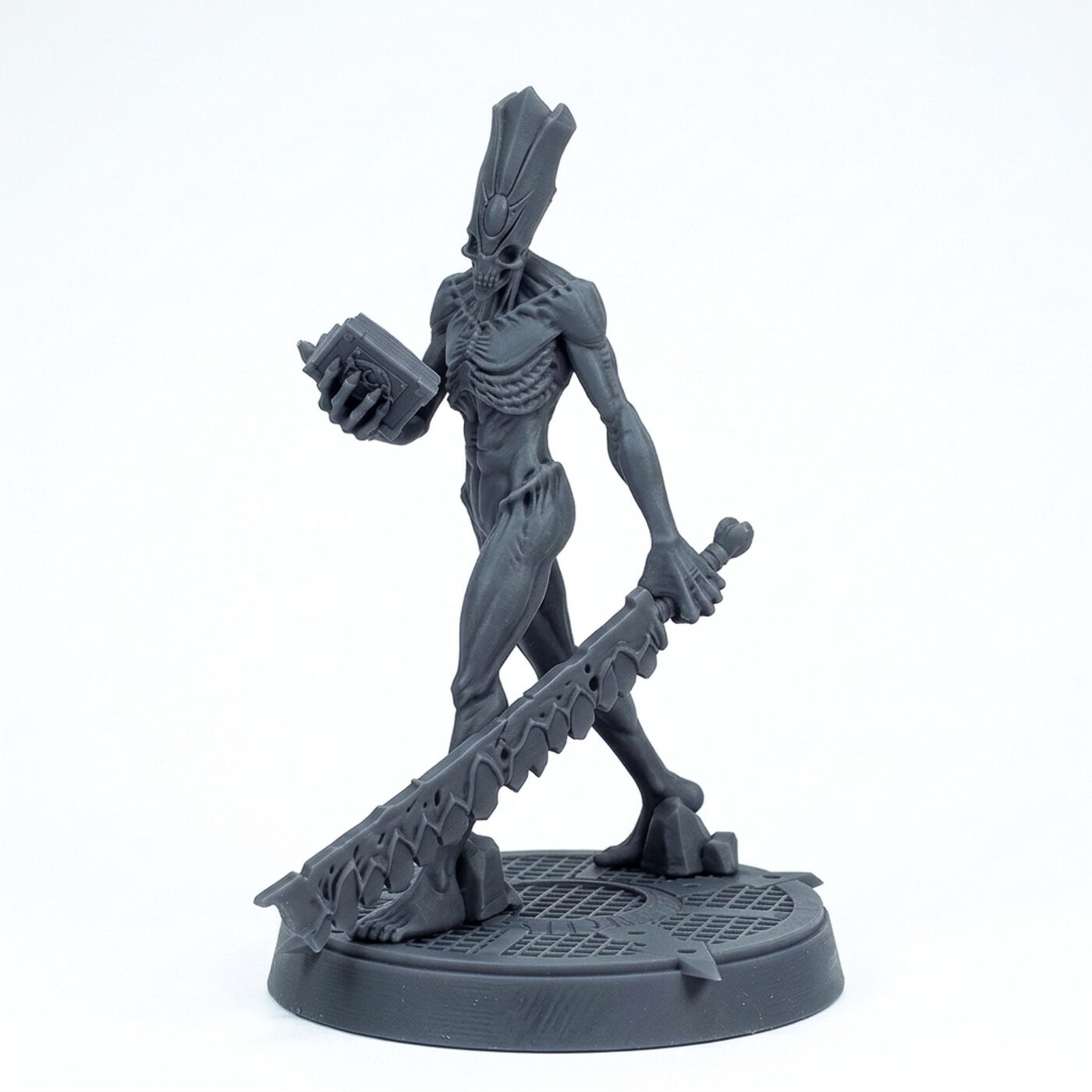 Priest With Sword - Gray Resin 3D Printed Miniature
