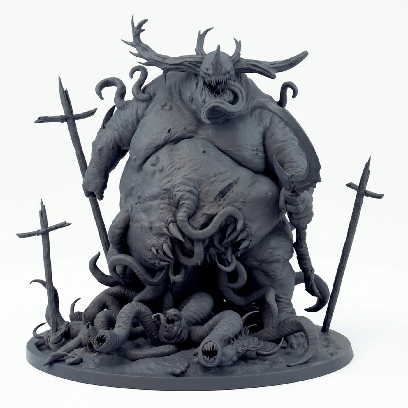 Purulent Demon Stand - Gray Resin 3D Printed Miniature