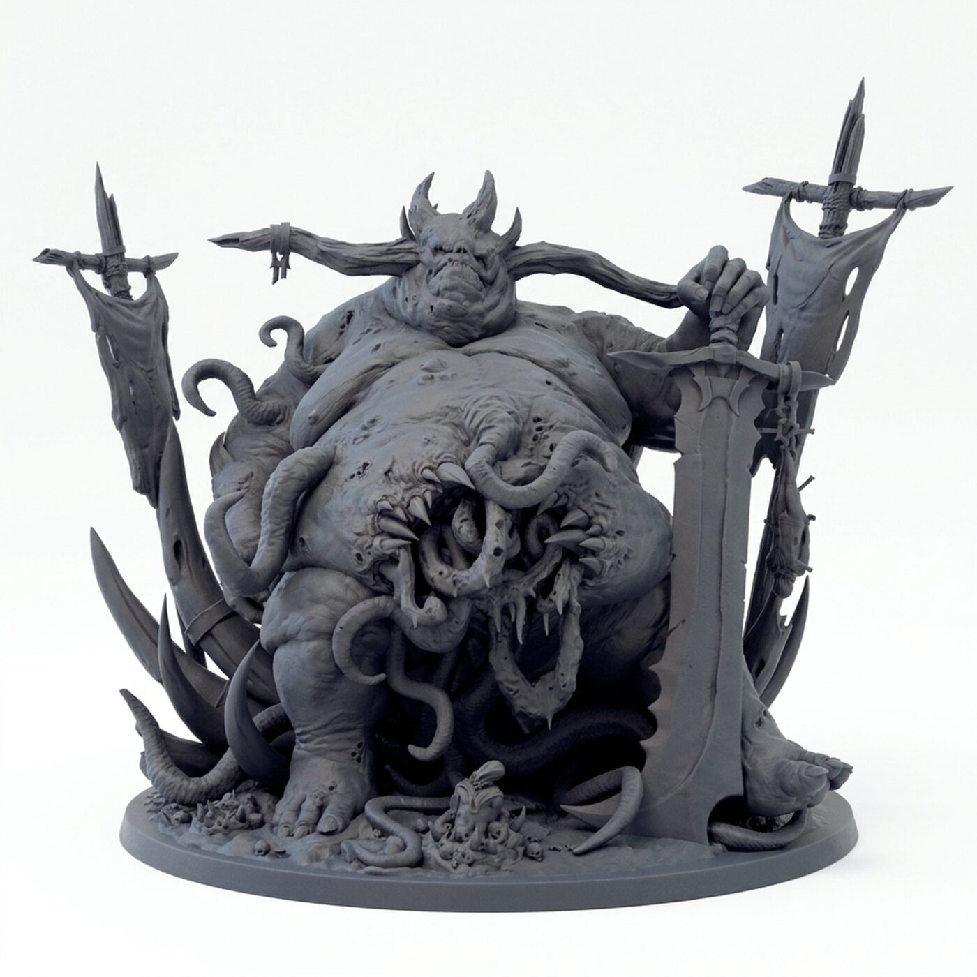 Purulent Demon Throne - Gray Resin 3D Printed Miniature
