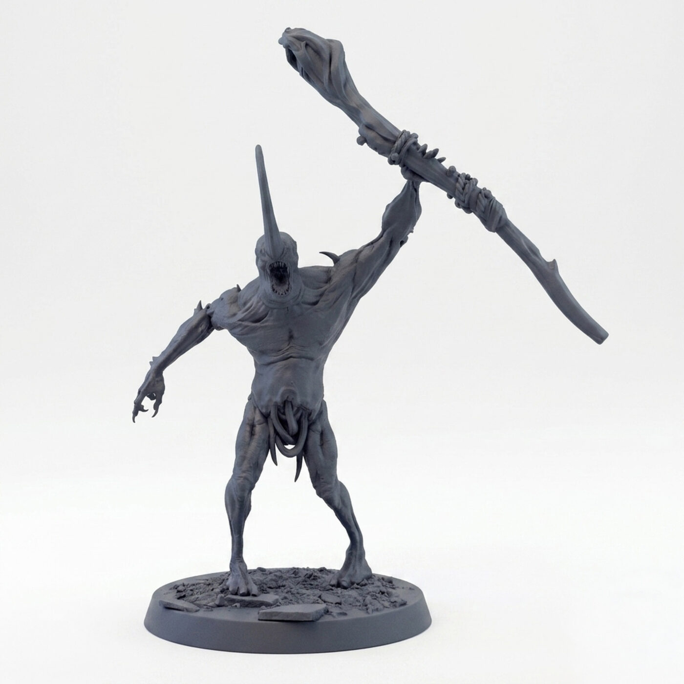 Putrid Servant C Stance Scepter - Gray Resin 3D Printed Miniature