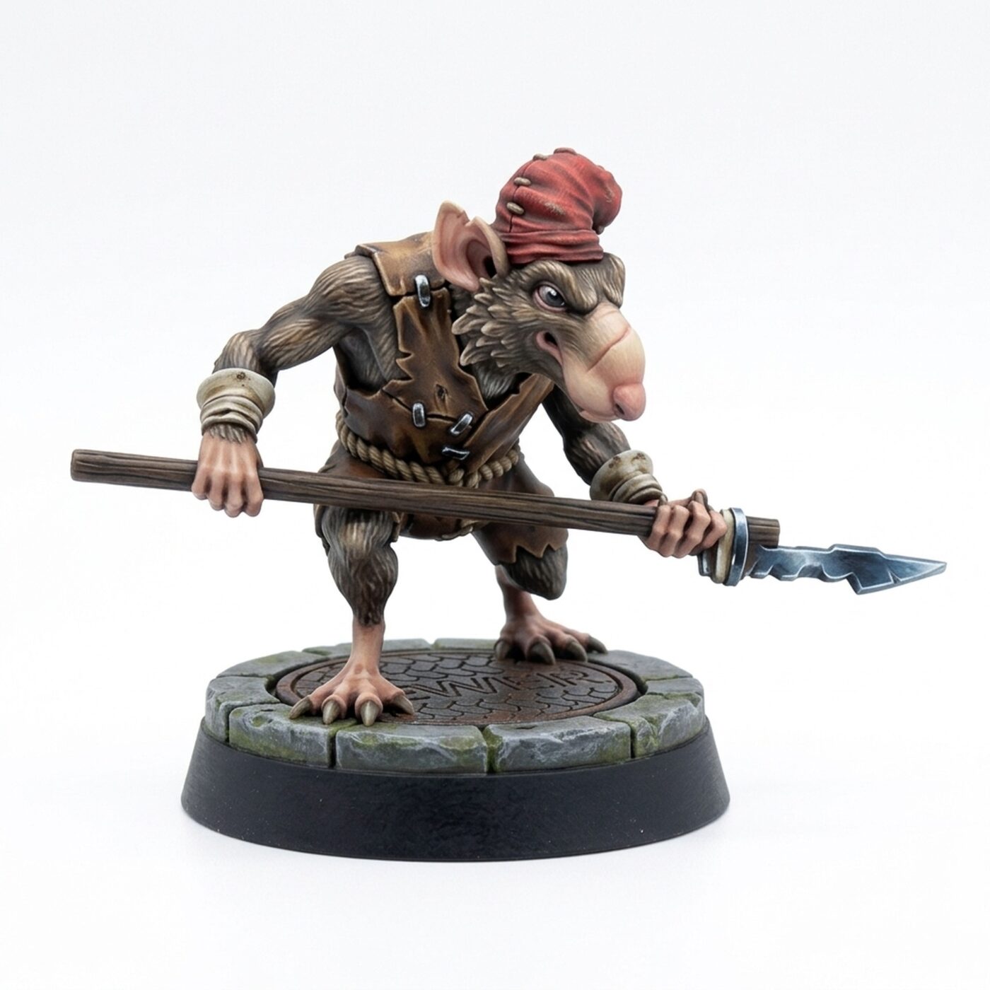 Rat Spear Scout - Painted 3D Printed Miniature