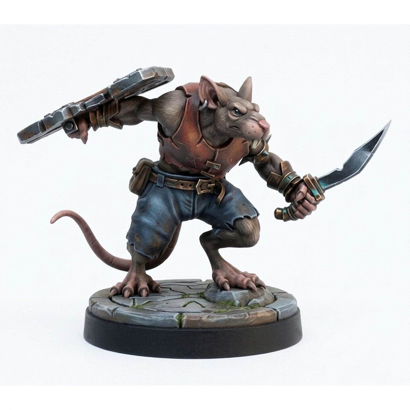 Ratfolk Frontline Fighter - Painted 3D Printed Miniature