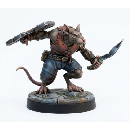 Ratfolk Frontline Fighter - Painted 3D Printed Miniature