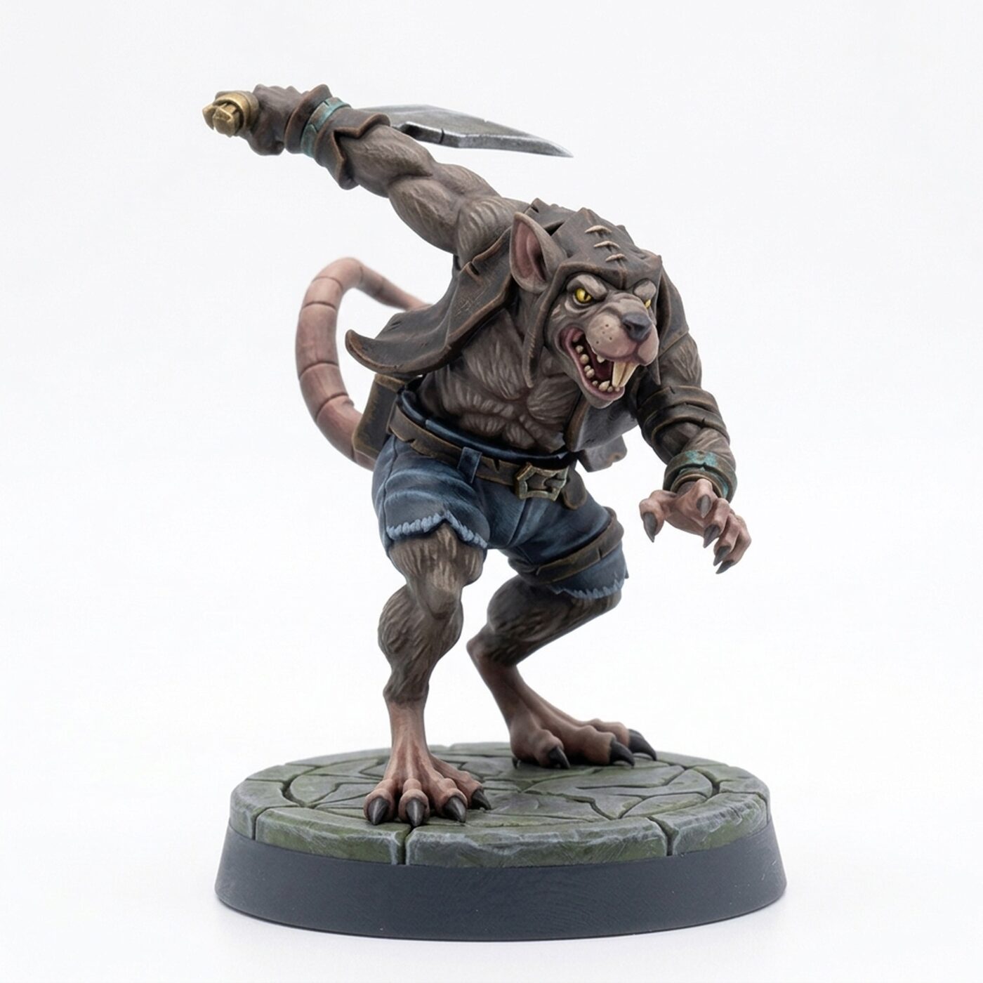 Ratfolk Swordsman - Painted 3D Printed Miniature