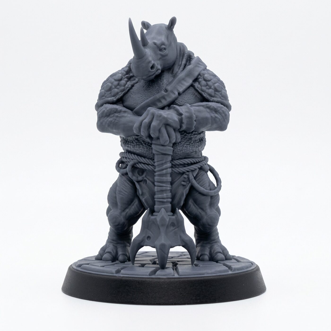 Rhinox Brawler A - Gray Resin 3D Printed Miniature