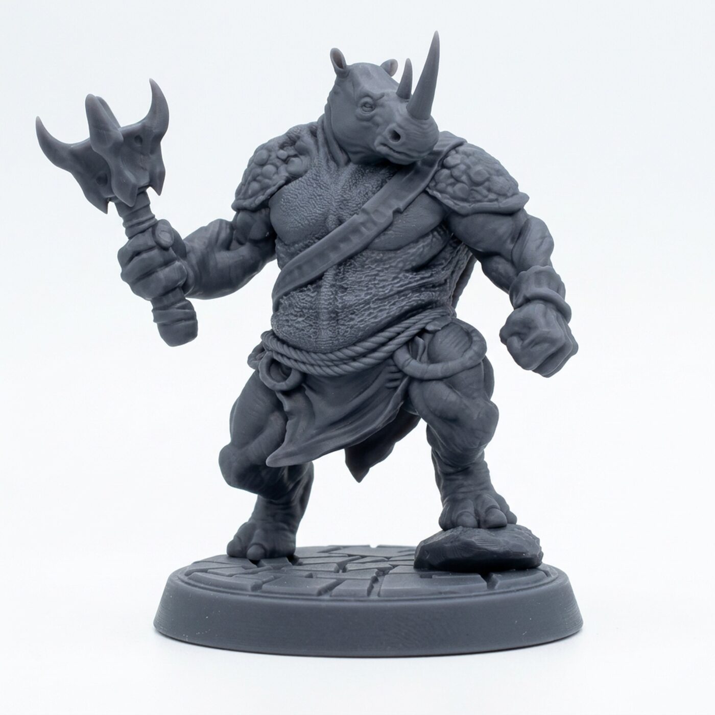 Rhinox Brawler B - Gray Resin 3D Printed Miniature