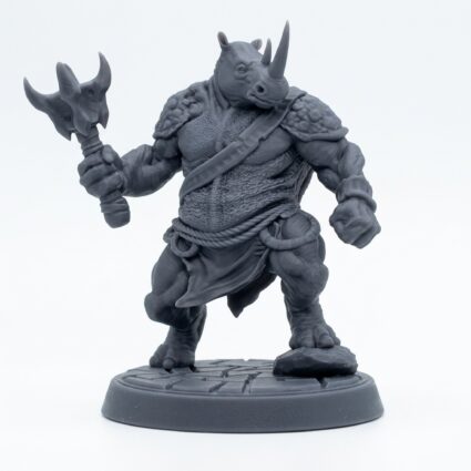 Rhinox Brawler B - Gray Resin 3D Printed Miniature