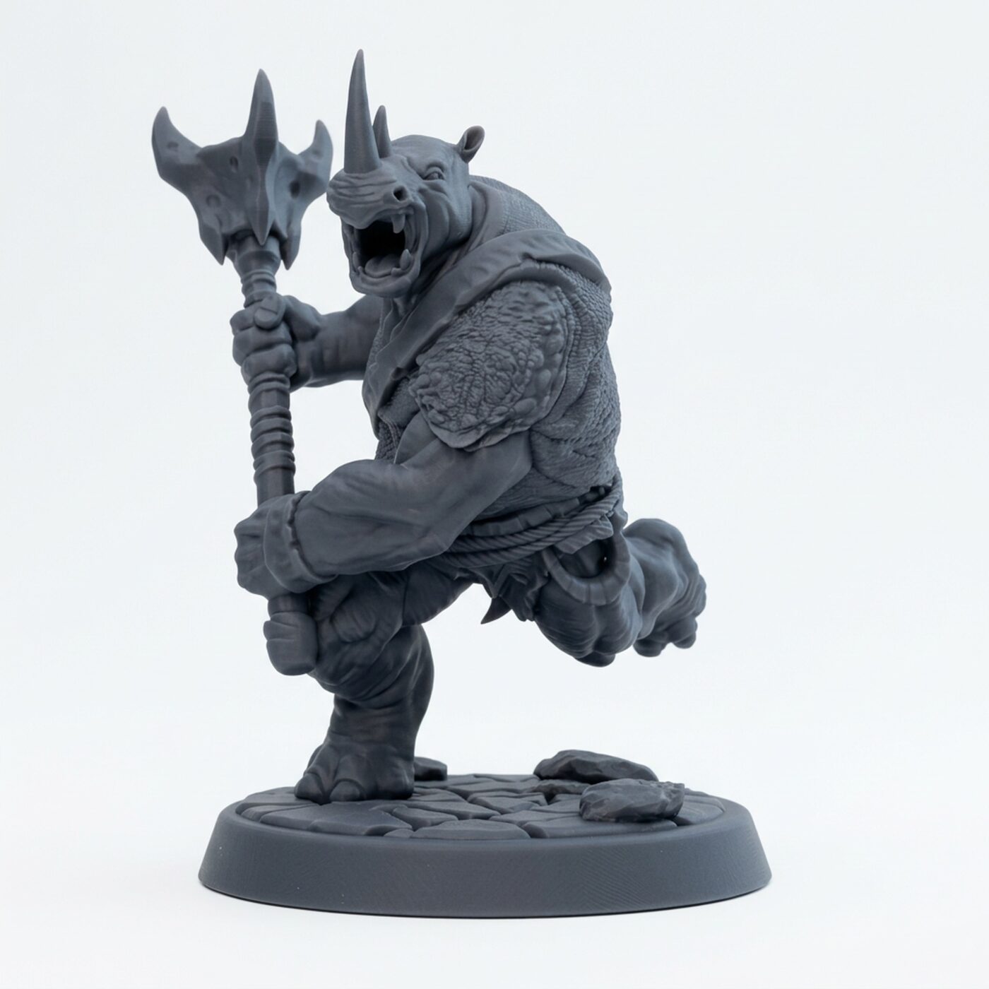 Rhinox Brawler C - Gray Resin 3D Printed Miniature