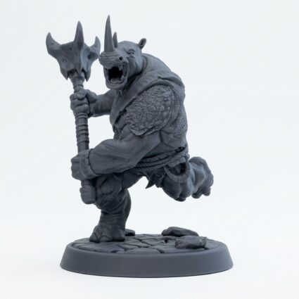 Rhinox Brawler C - Gray Resin 3D Printed Miniature