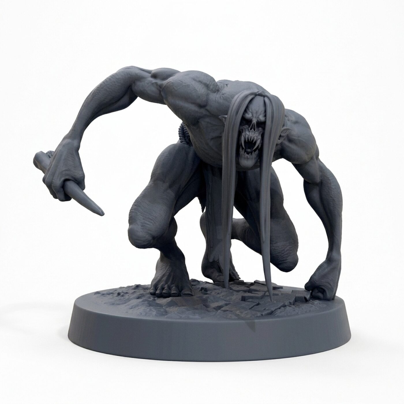 Savageghoul Crouch - Gray Resin 3D Printed Miniature
