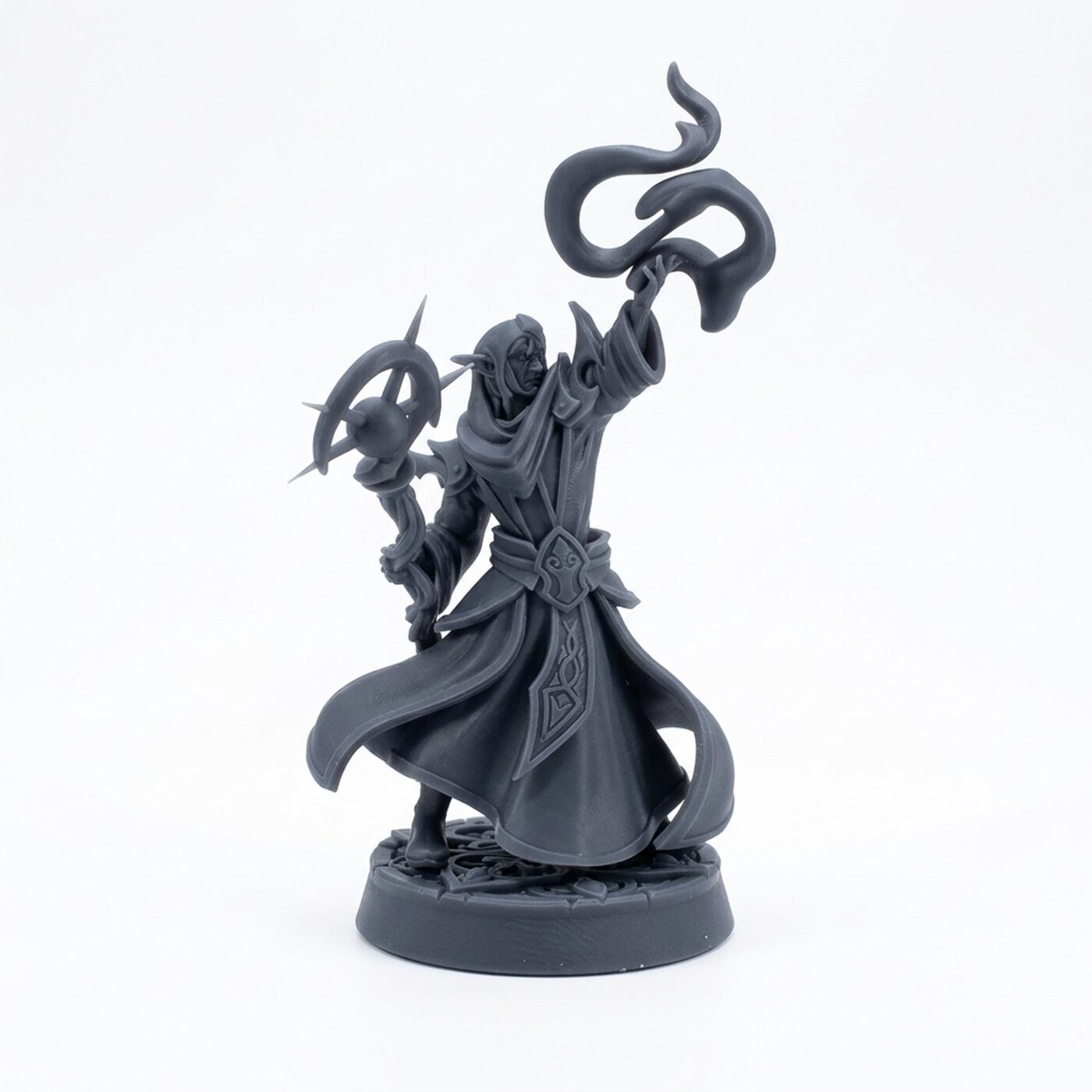 Shadow Arcanis Vidar Saloor Casting A Spell - Gray Resin 3D Printed Miniature