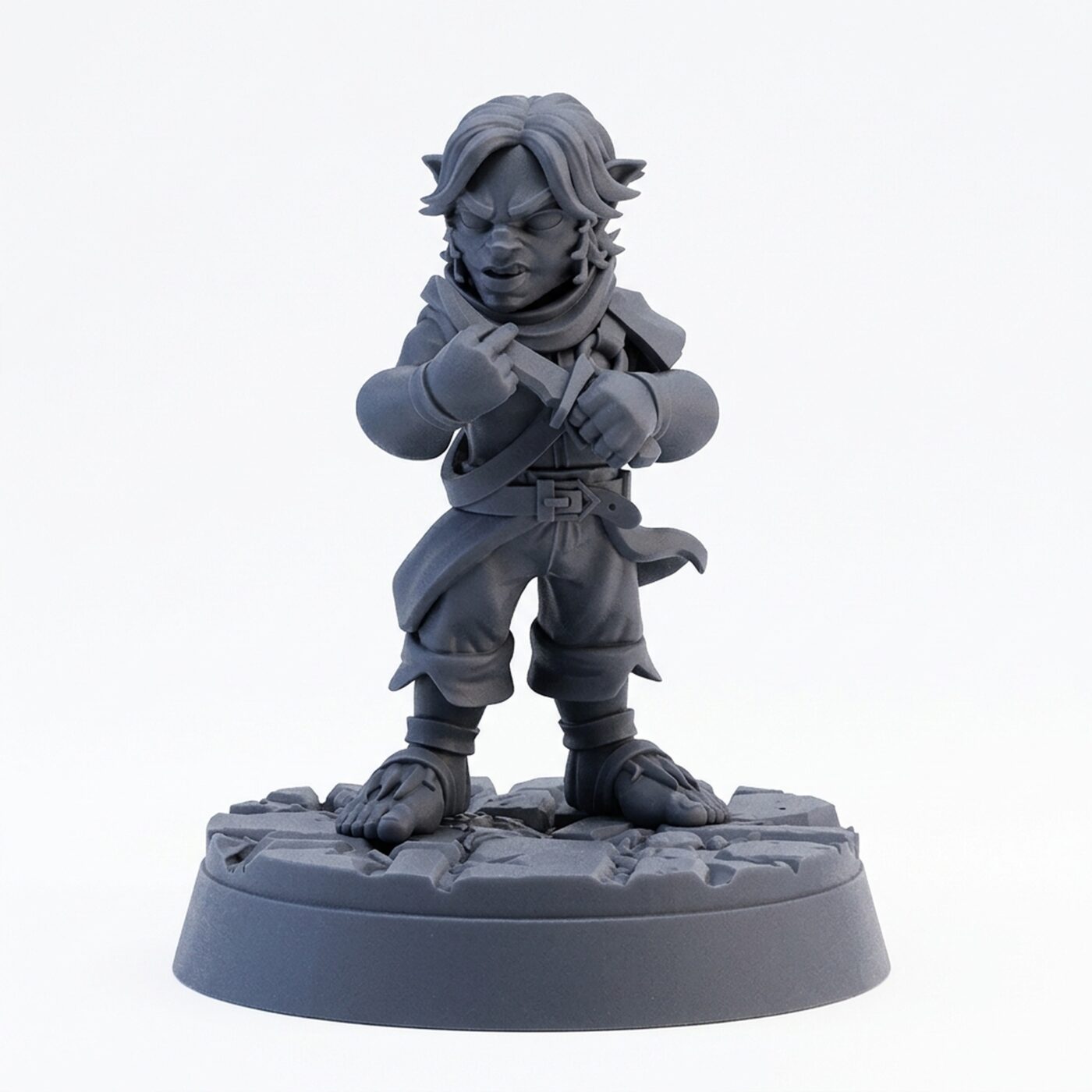 Sharpening His Dagger - Gray Resin 3D Printed Miniature