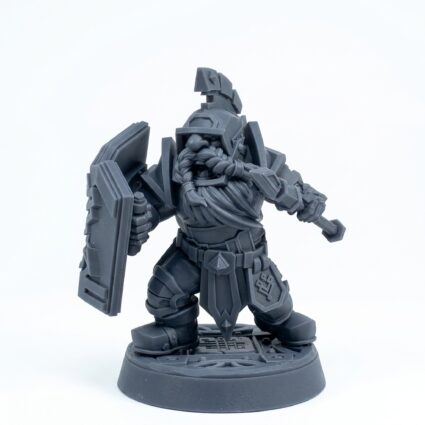 Shield And Spear Sentinel Dolvin - Gray Resin 3D Printed Miniature