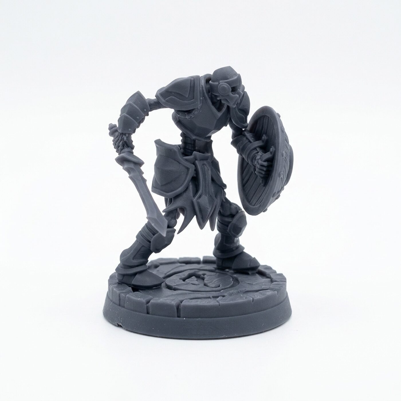 Shield And Sword Skeleton - Gray Resin 3D Printed Miniature