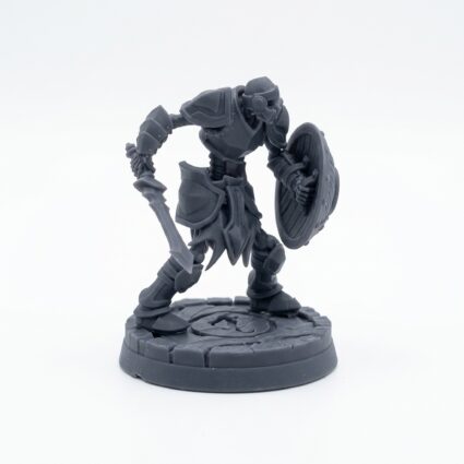 Shield And Sword Skeleton - Gray Resin 3D Printed Miniature