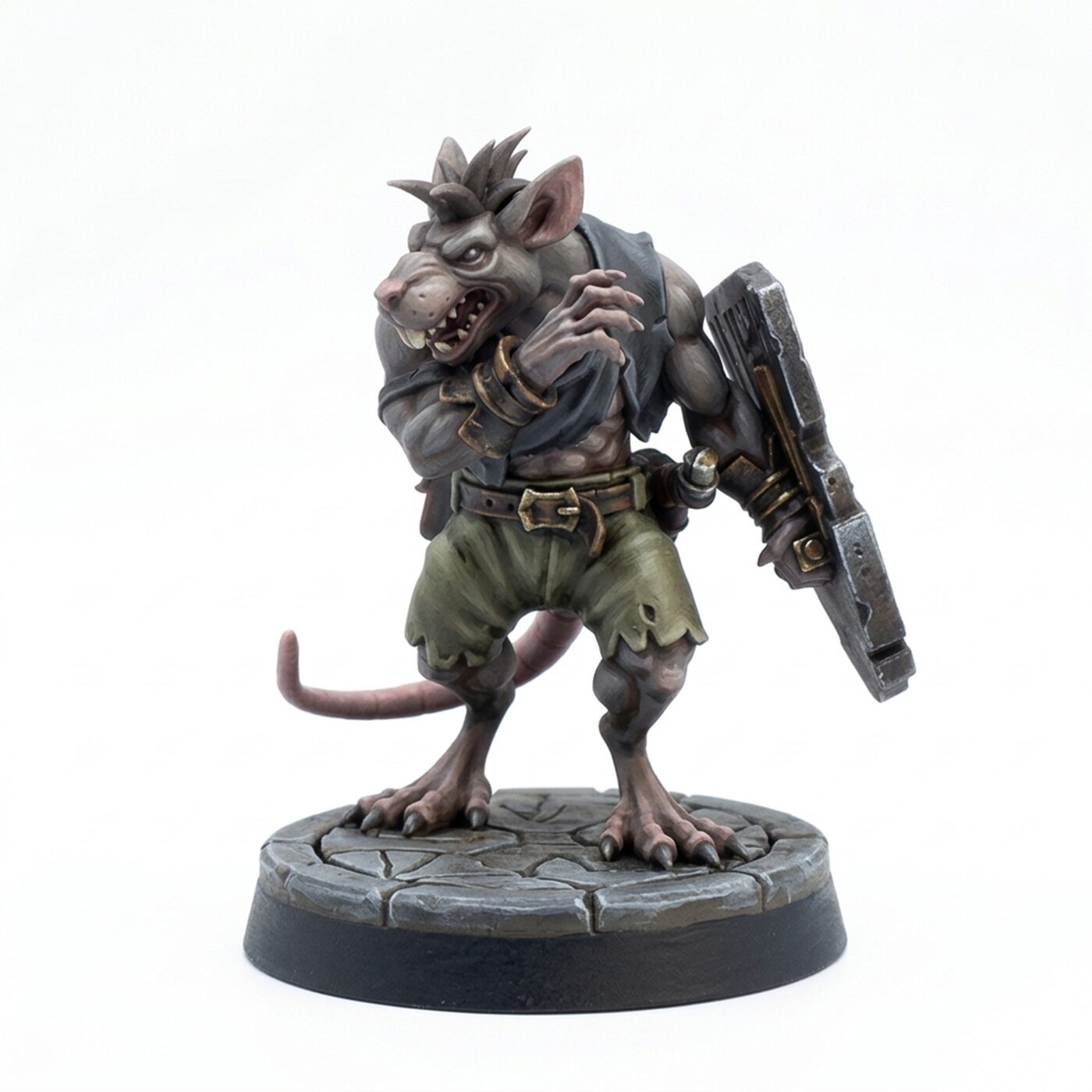 Shield Ratfolk Warrior - Painted 3D Printed Miniature