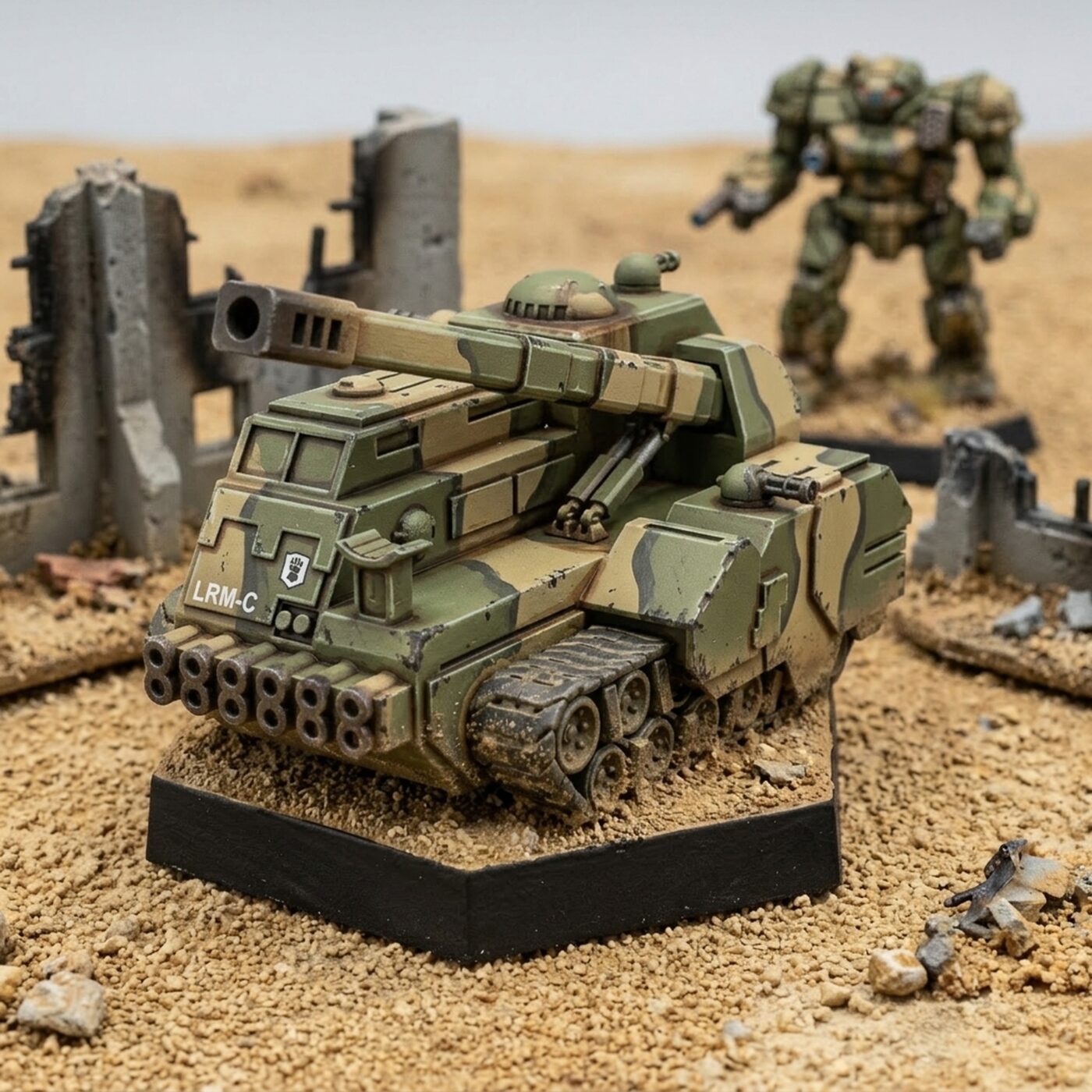 SM2 Heavy Artillery Vehicle - 3D Printed Miniature by USe Mechs Painted Mech Miniature