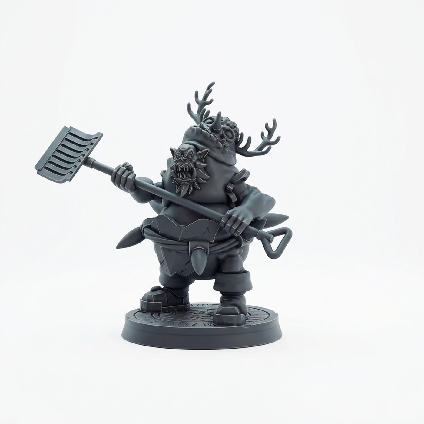 Snowman Orc - Gray Resin 3D Printed Miniature