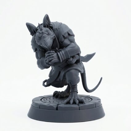 Street Brawler Rat - Gray Resin 3D Printed Miniature