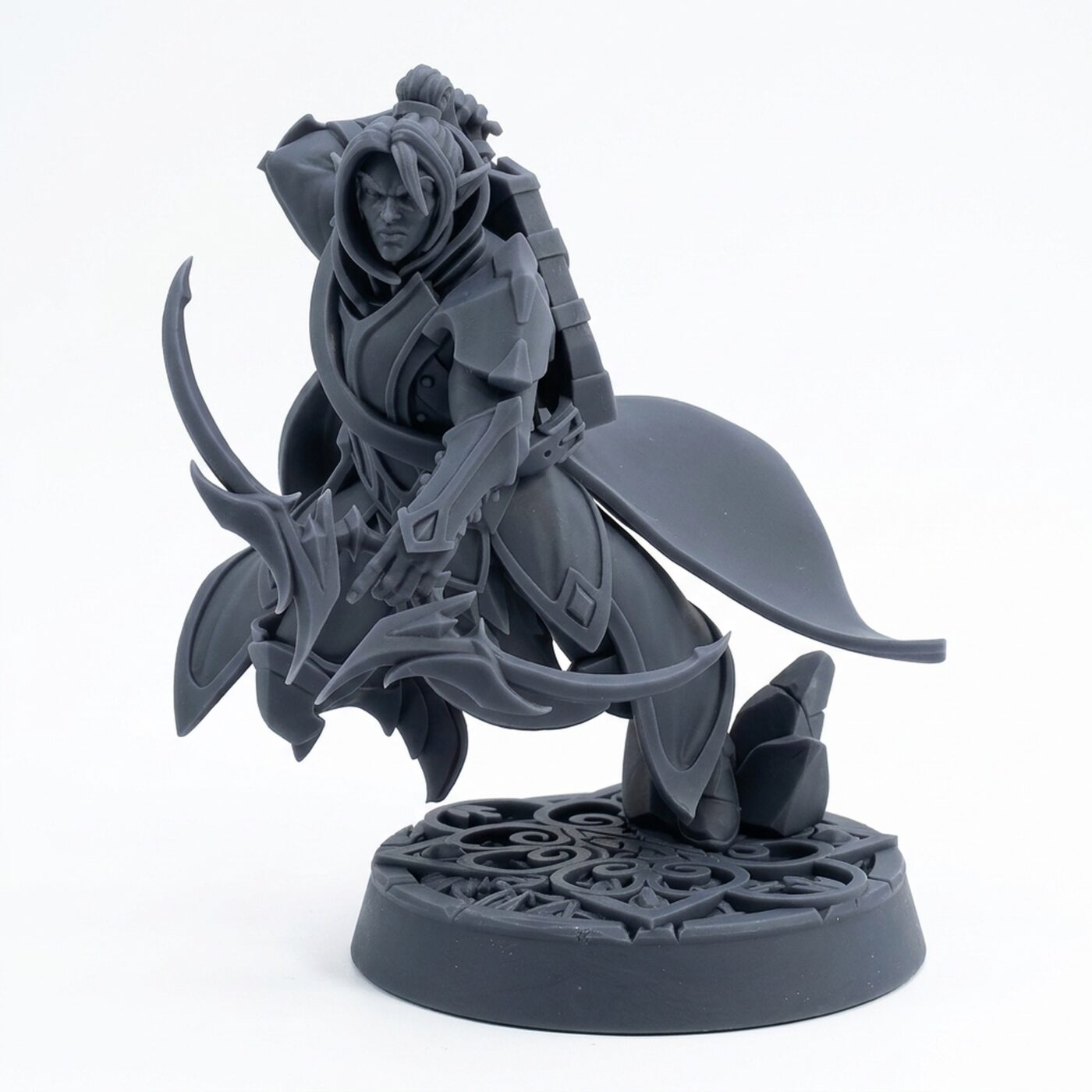 Sunleaf Archer Attacking Heylan - Gray Resin 3D Printed Miniature