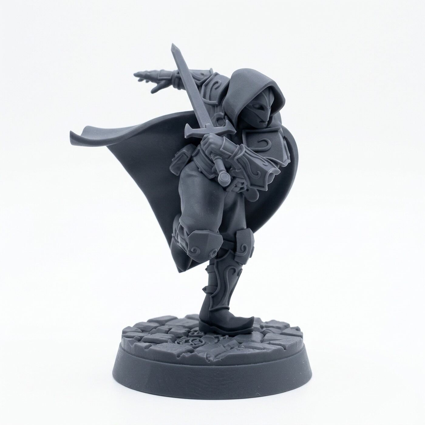 Swinging His Blade - Gray Resin 3D Printed Miniature