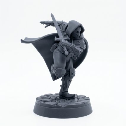 Swinging His Blade - Gray Resin 3D Printed Miniature