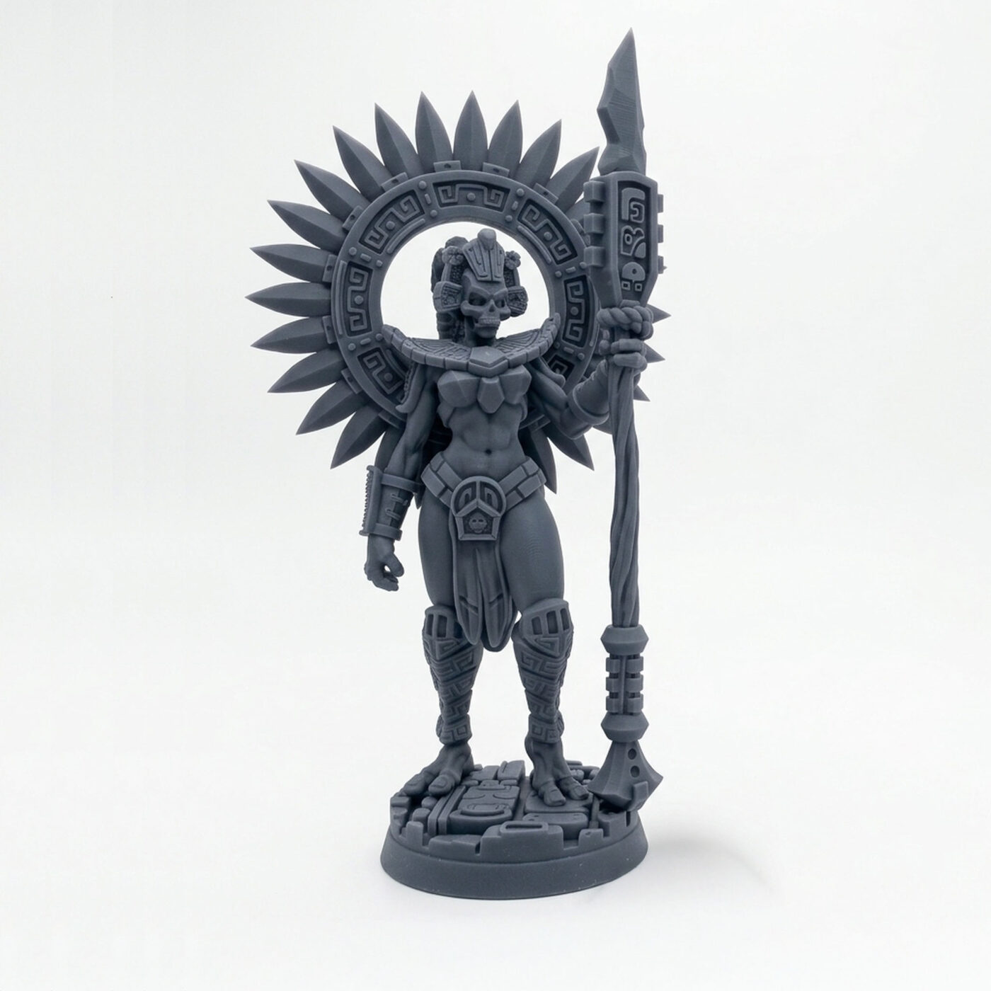 Tepeu Royal Warrior A - Gray Resin 3D Printed Miniature