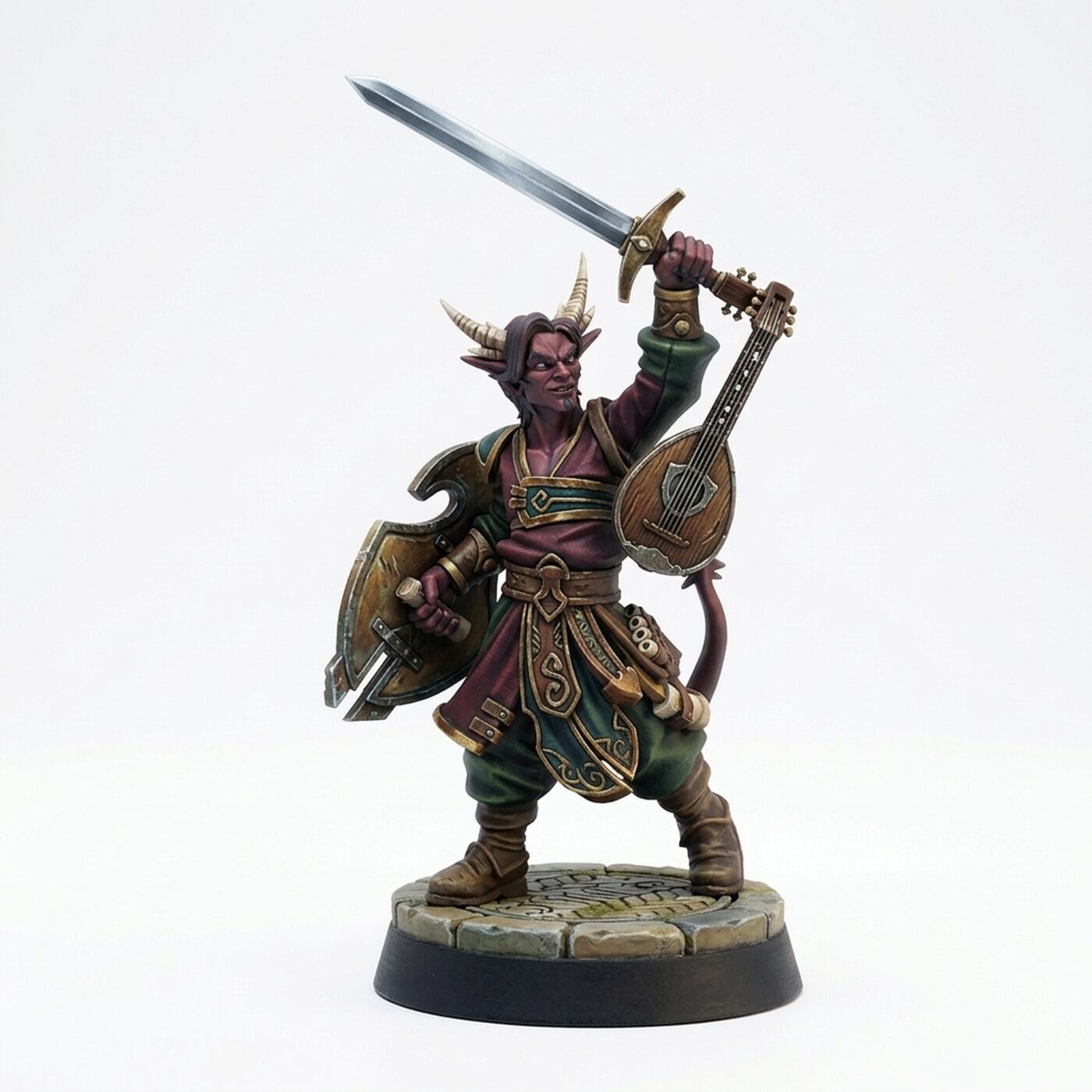 Tiefling Sword Fighter - Painted 3D Printed Miniature
