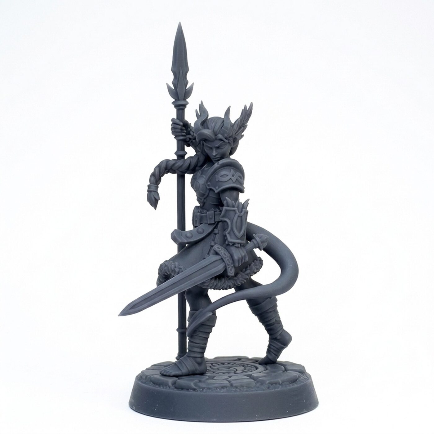 Tiefling Valkyrie - Gray Resin 3D Printed Miniature