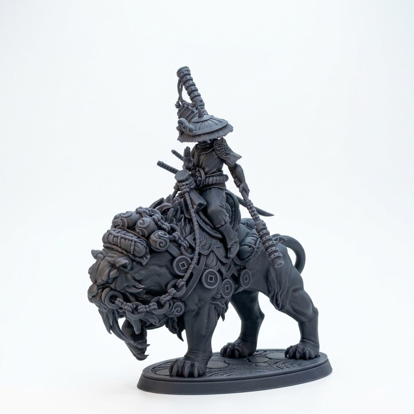 Tiger Rider - Gray Resin 3D Printed Miniature