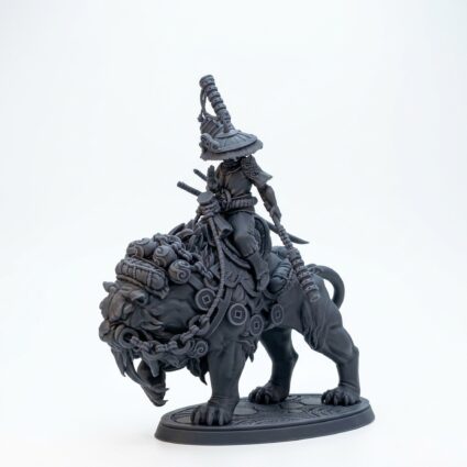 Tiger Rider - Gray Resin 3D Printed Miniature