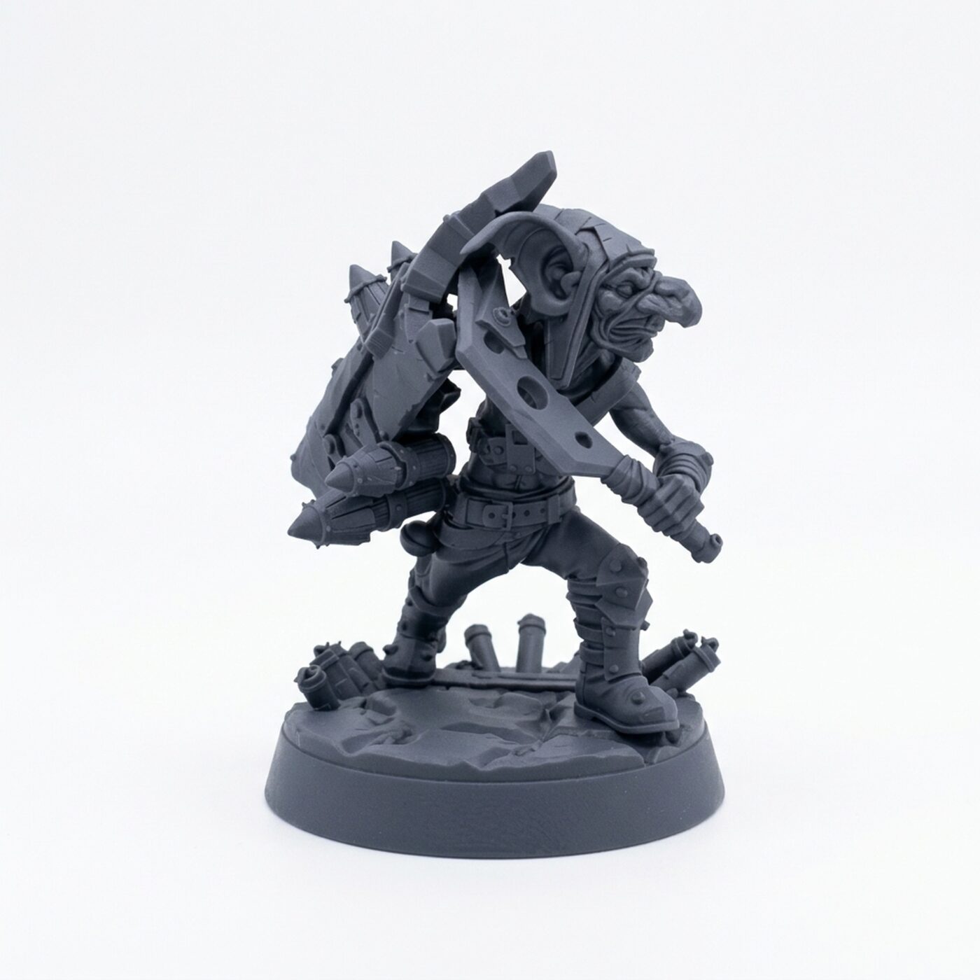 Tosser G Shield N Stab - Gray Resin 3D Printed Miniature