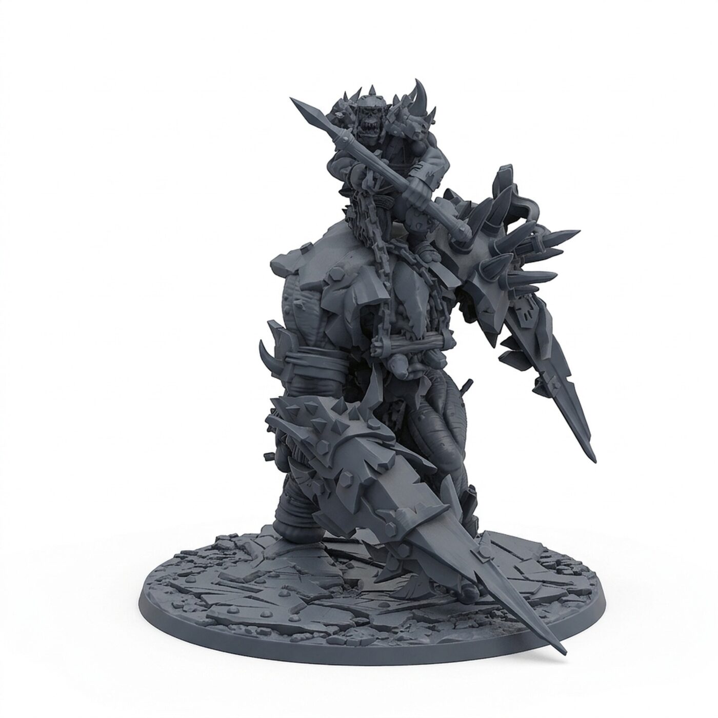 Troll Drover B - Gray Resin 3D Printed Miniature