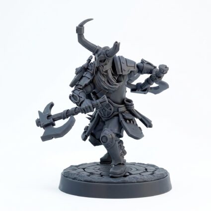 Two Hand Axe - Gray Resin 3D Printed Miniature