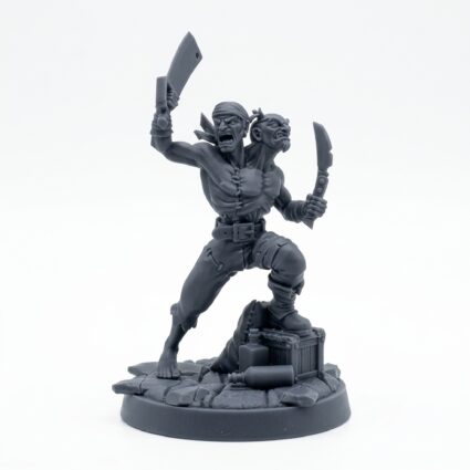 Two Headed Pirate - Gray Resin 3D Printed Miniature