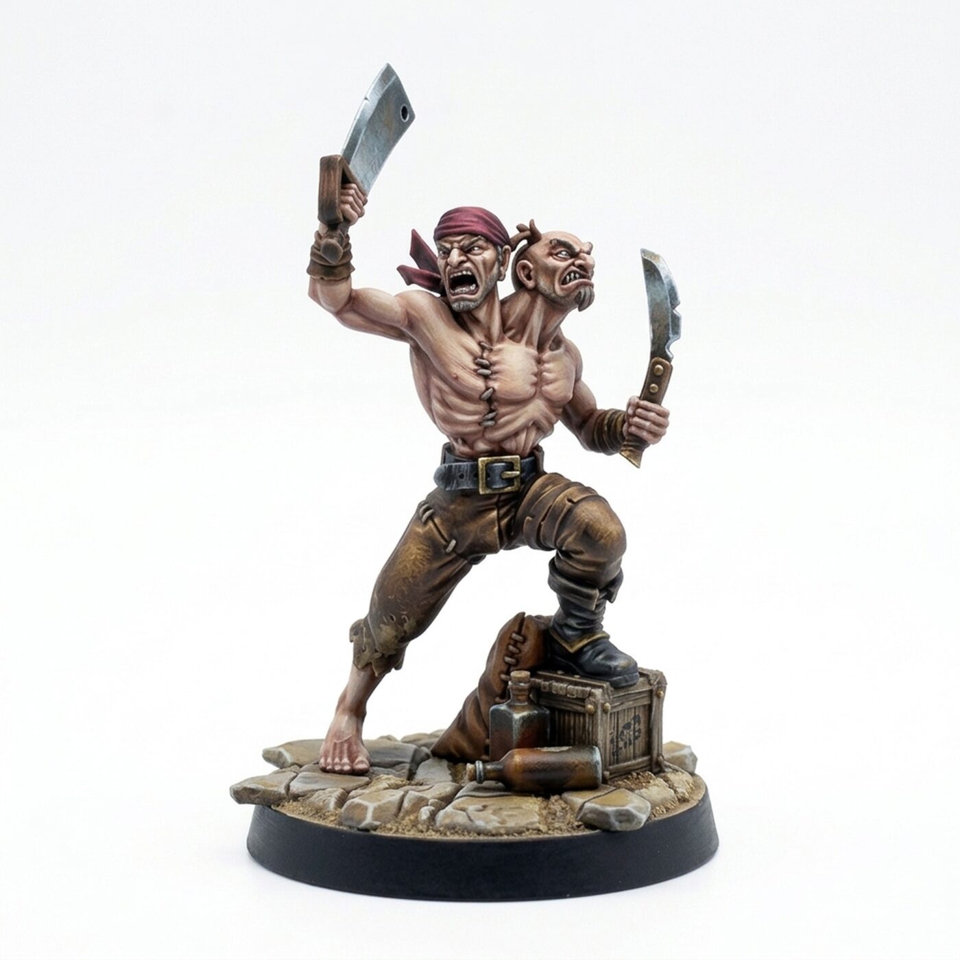 Two Headed Pirate - Painted 3D Printed Miniature