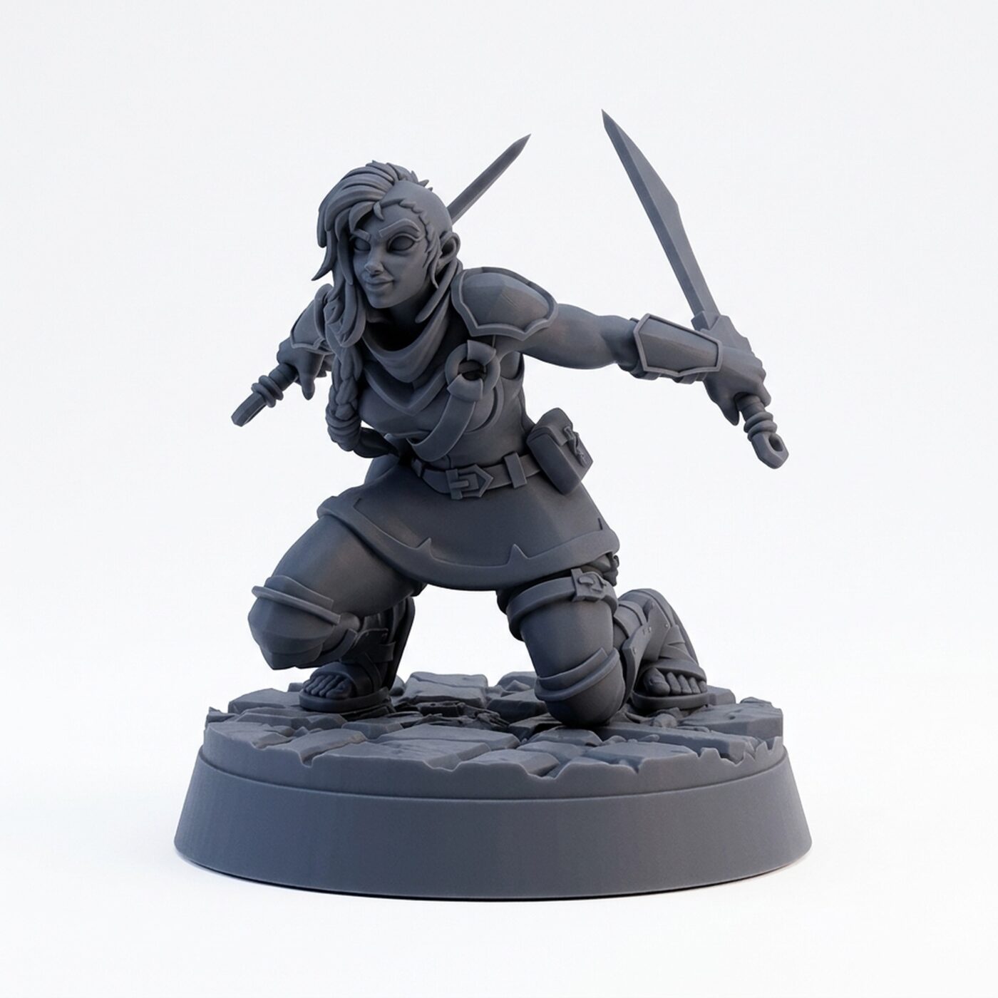 Two Swords Rogue - Gray Resin 3D Printed Miniature