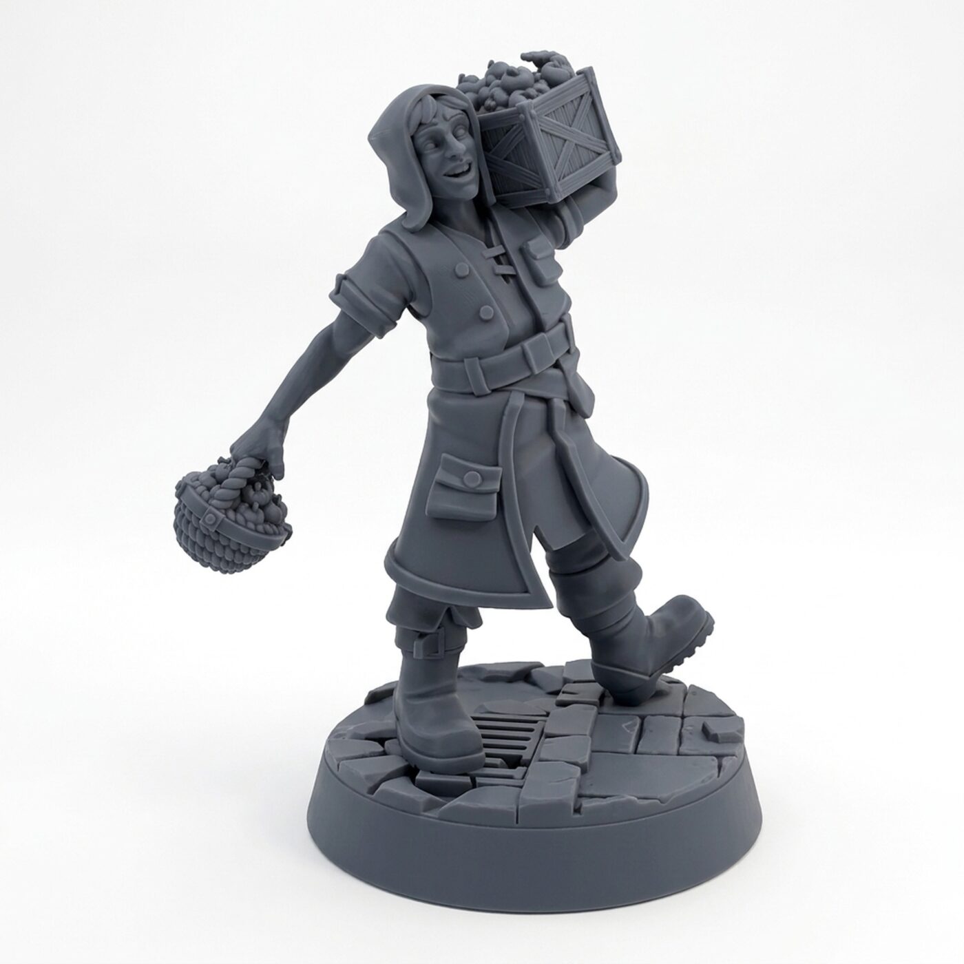 Ulmar Carrying Apples - Gray Resin 3D Printed Miniature