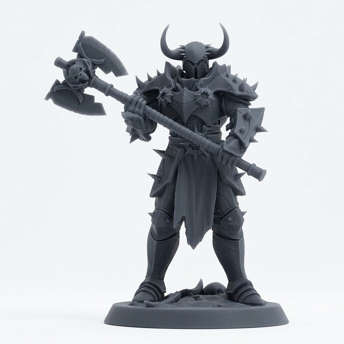 Unchainedsoldier Bigaxestand Warrior - Gray Resin 3D Printed Miniature
