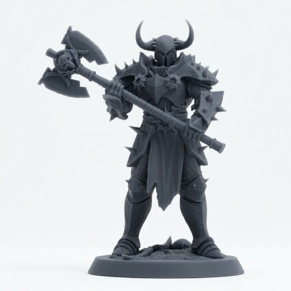 Unchainedsoldier Bigaxestand Warrior - Gray Resin 3D Printed Miniature