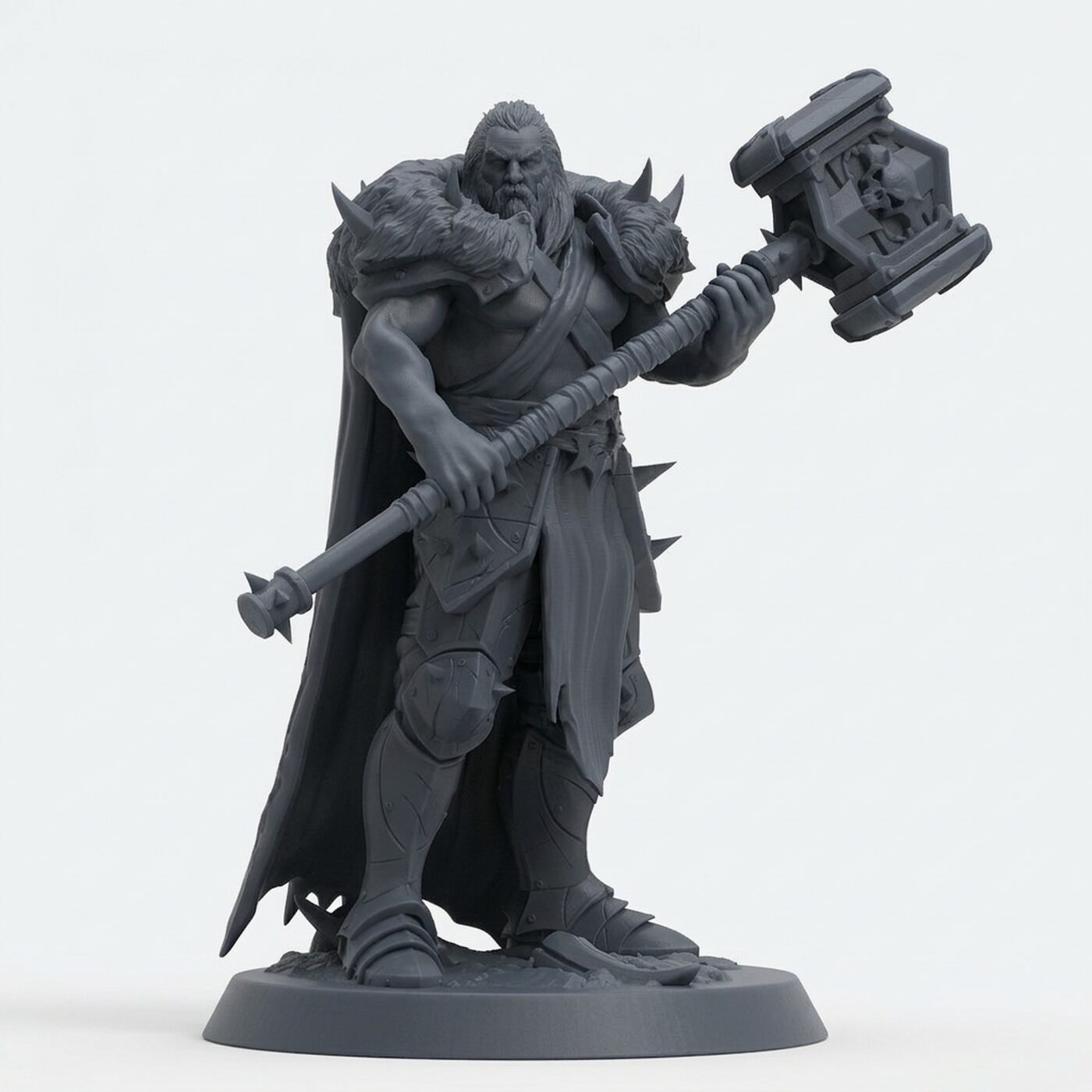 Unchained Soldier Big Hammer Look Ranger - Gray Resin 3D Printed Miniature