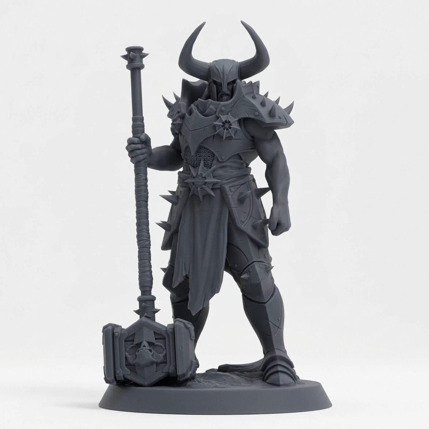 Raider Bighammerpose - Gray Resin 3D Printed Miniature