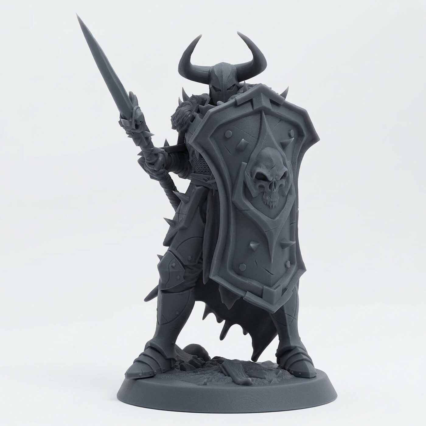 Warrior Spearblock Warrior - Gray Resin 3D Printed Miniature